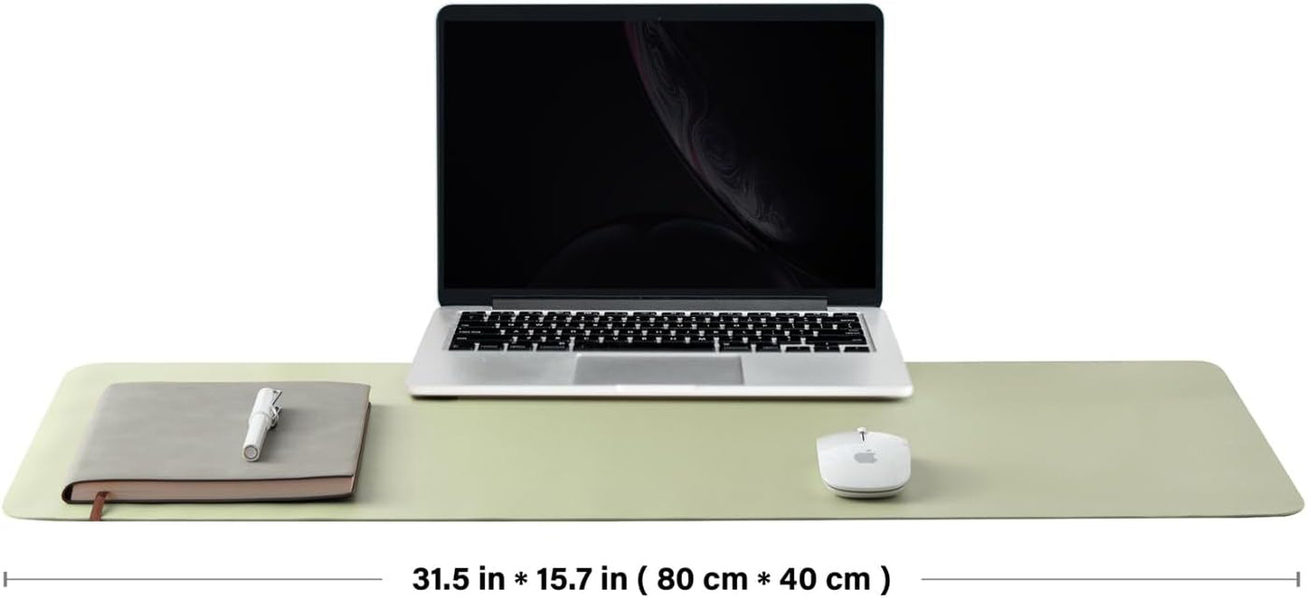 Cork Desk Mat - Dual-Sided Desk Pad for Office and Home - Desk Organization and Accessories - Ideal for Large Mouse Pad and Desk Mats on Top of Desks(Light Green,31.5"X 15.7")